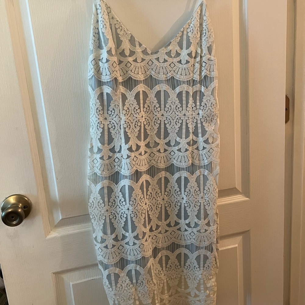 Elegant Lace Overlay Dress in Cream
